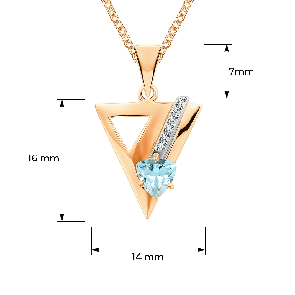 Подвес с топазами и фианитами из красного золота 585 пробы