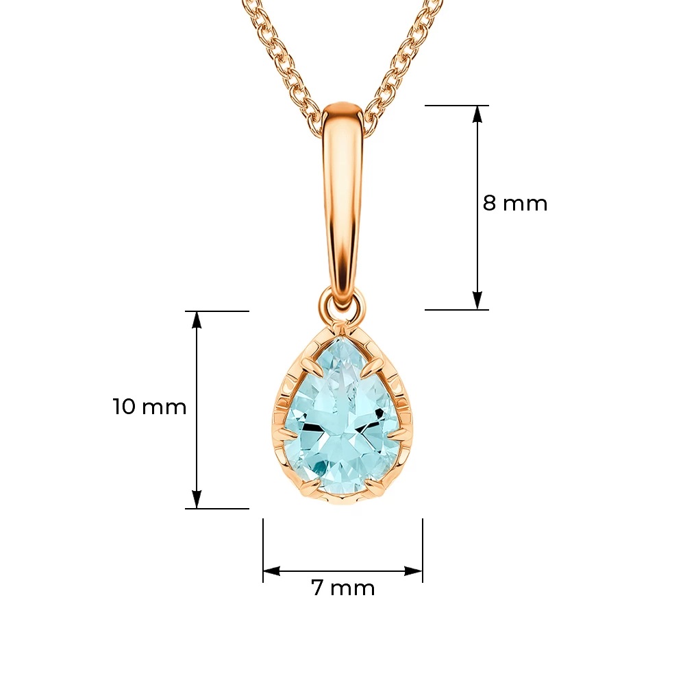 Подвес с топазом из красного золота 585 пробы