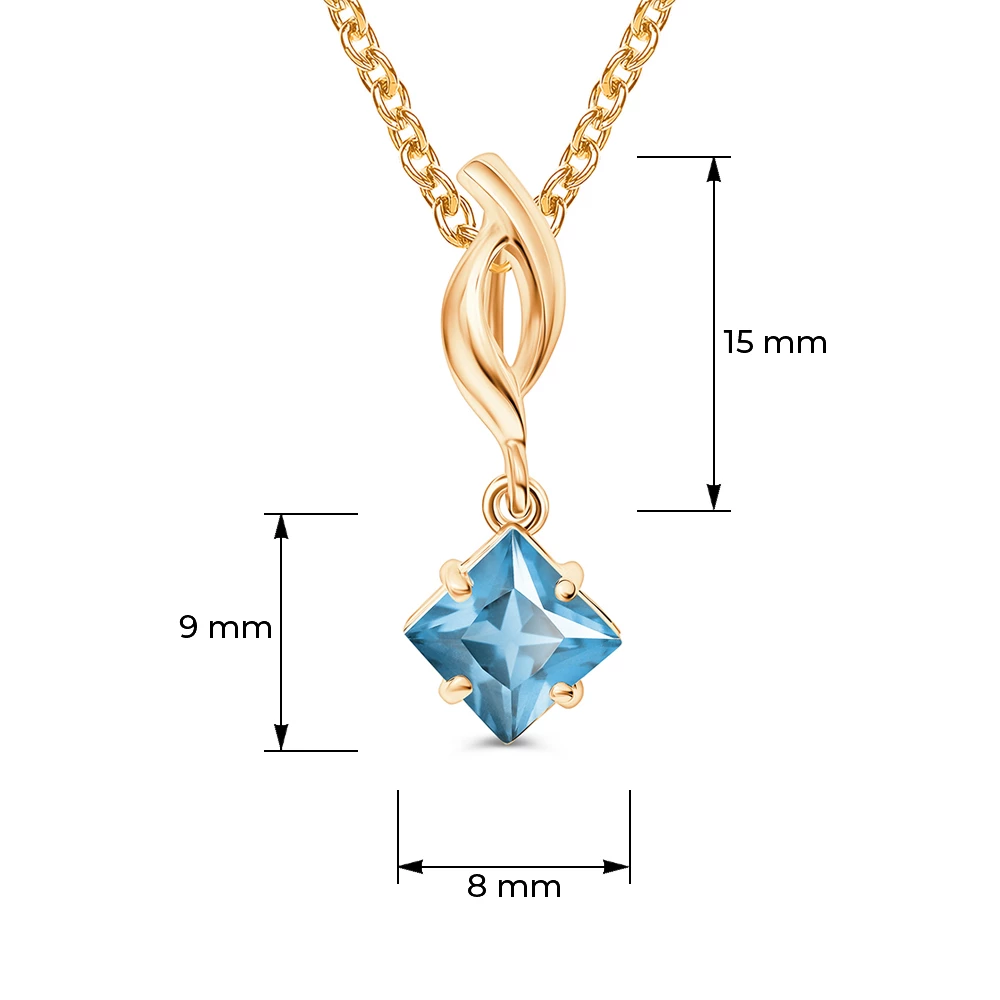 Подвес с топазом из красного золота 585 пробы