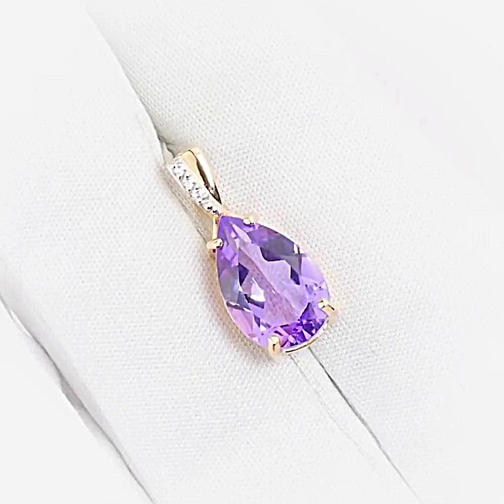 Подвес с аметистами и фианитами из красного золота 585 пробы