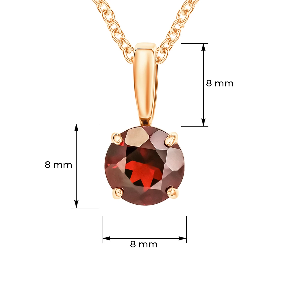 Подвес с гранатом из красного золота 585 пробы