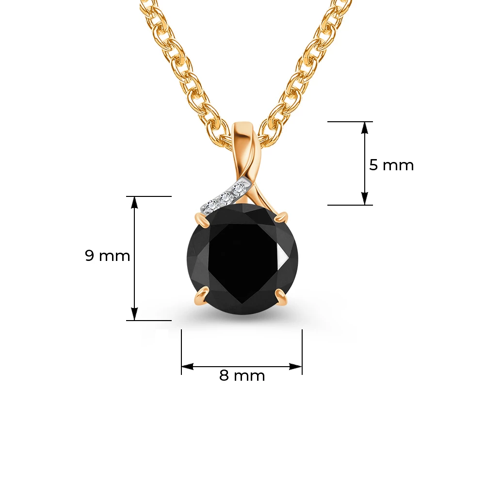 Подвес с гранатами и бриллиантами из красного золота 585 пробы