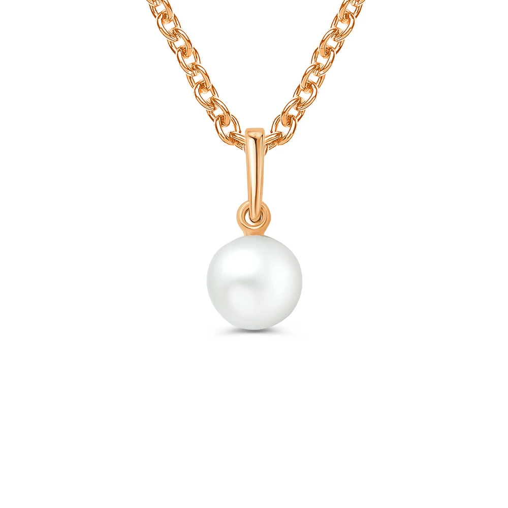 Подвес с культивированным жемчугом из красного золота 375 пробы Подвес с культивированным жемчугом из красного золота 375 пробы