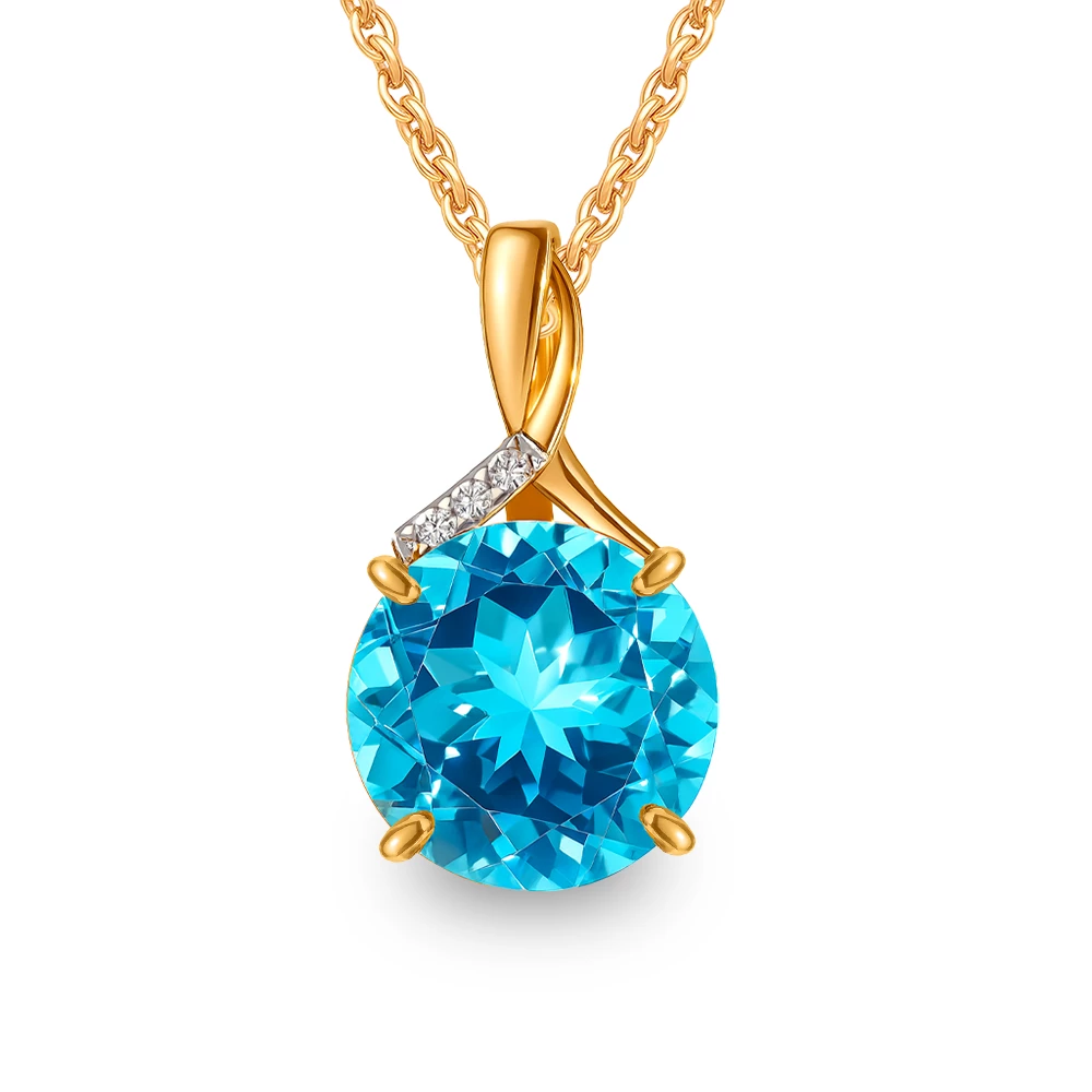 Подвес с топазами и фианитами из красного золота 375 пробы