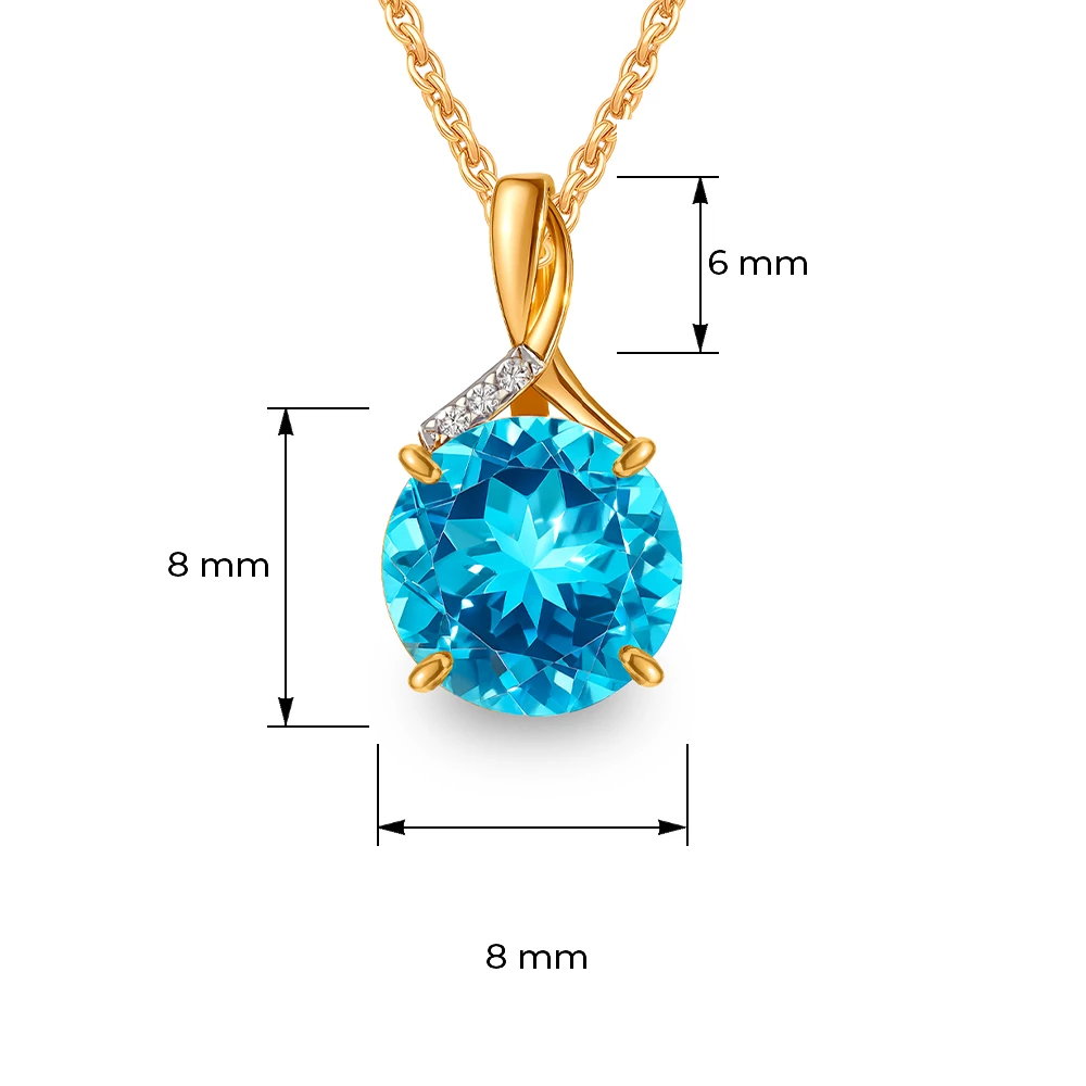 Подвес с топазами и фианитами из красного золота 375 пробы