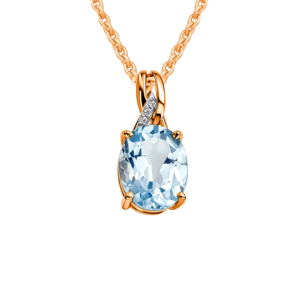 Подвес с топазами и фианитами из красного золота 375 пробы