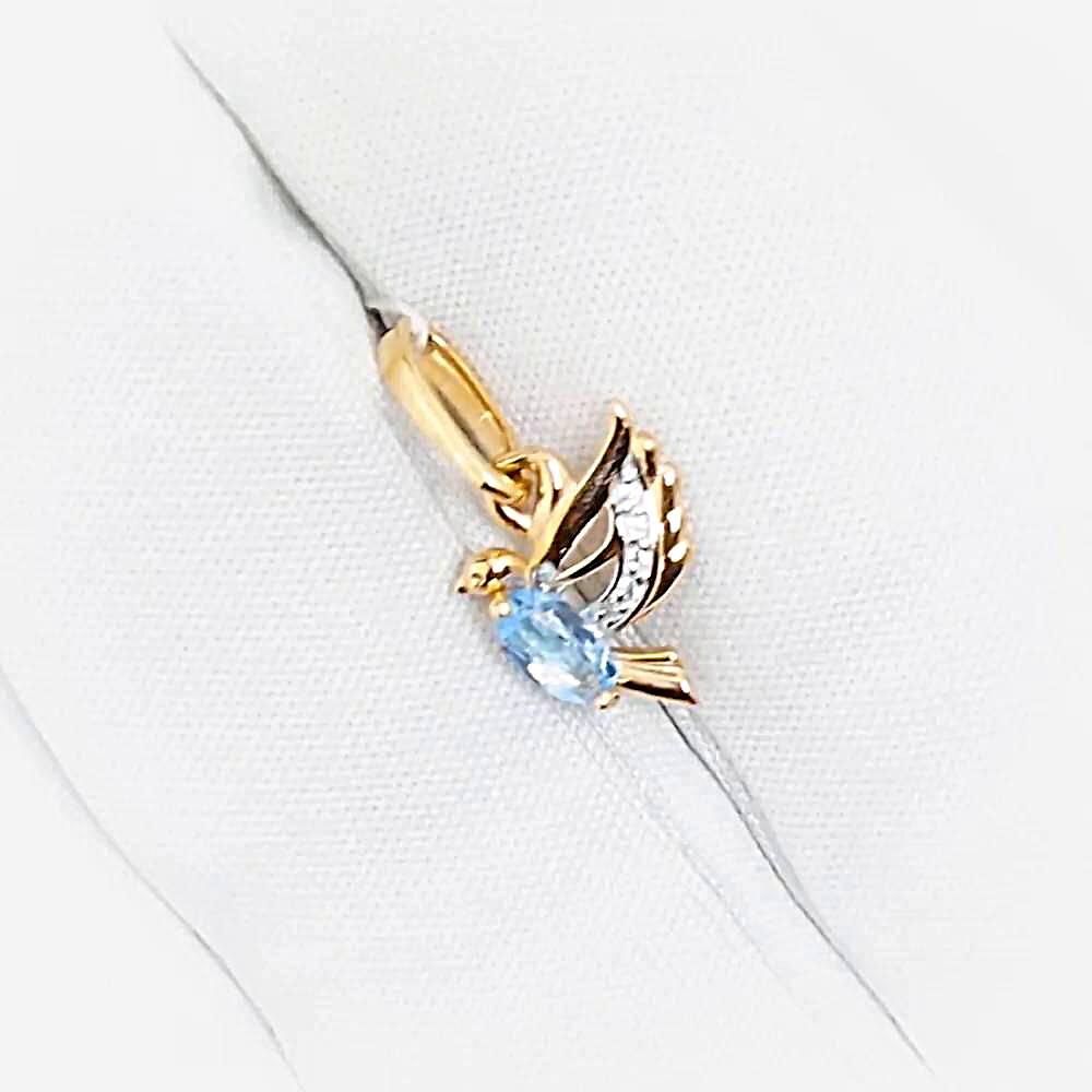 Подвес  Голубь с топазами и фианитами из красного золота 375 пробы 1