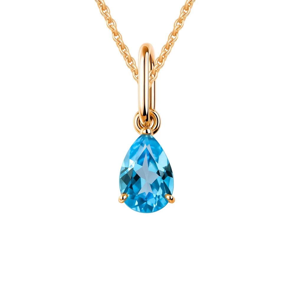 Подвес с топазом из красного золота 375 пробы