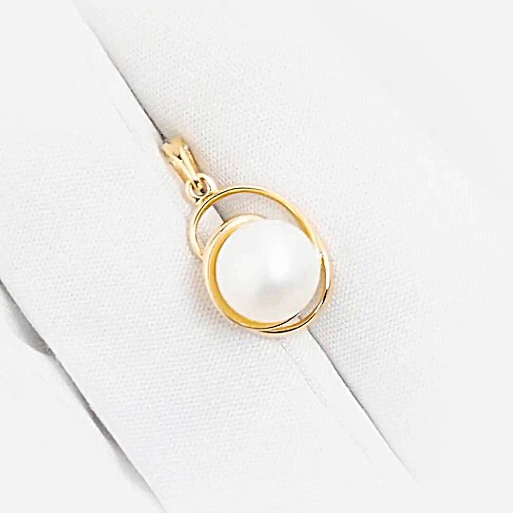 Подвес с культивированным жемчугом из красного золота 585 пробы