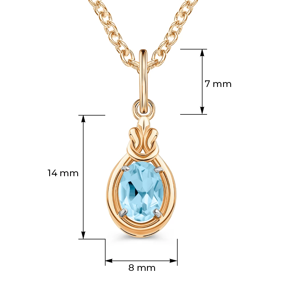 Подвес с топазом из красного золота 585 пробы