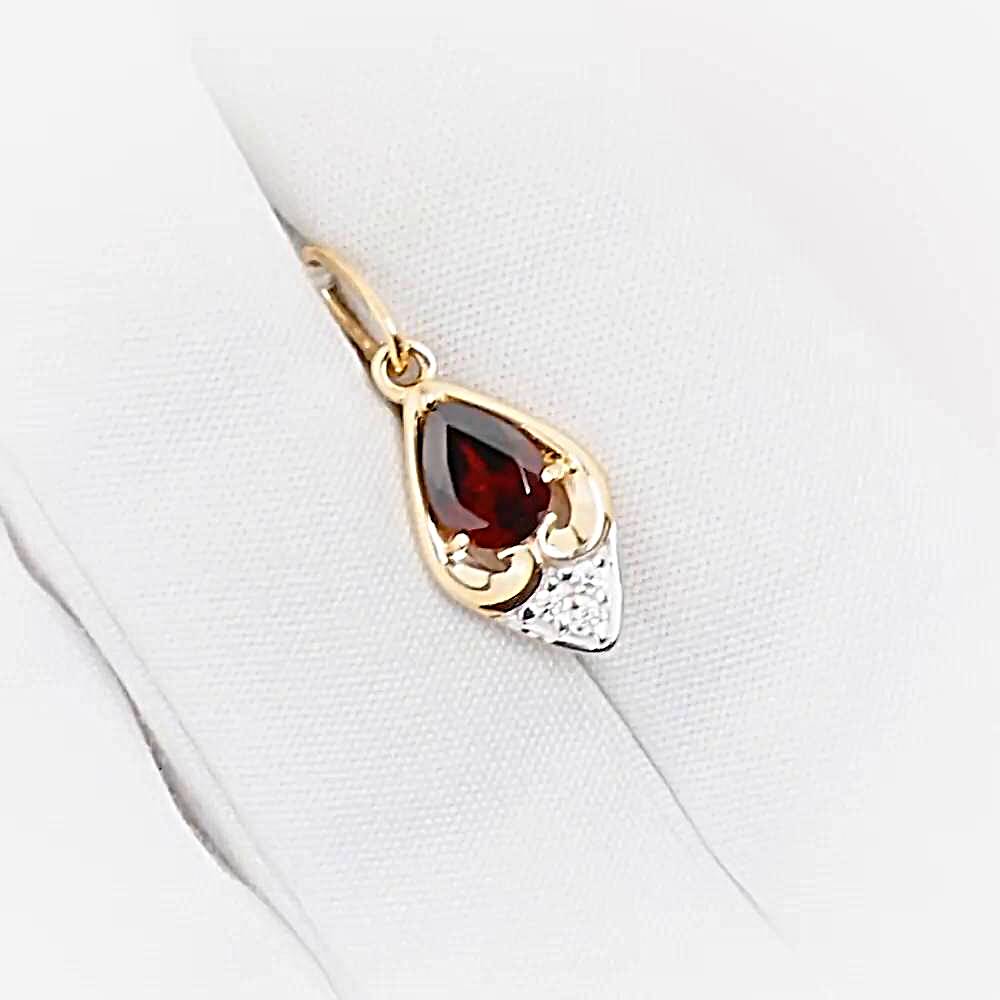 Подвес с гранатами и фианитами из красного золота 375 пробы 1