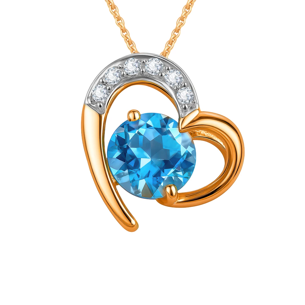 Подвес с топазами и бриллиантами из красного золота 585 пробы