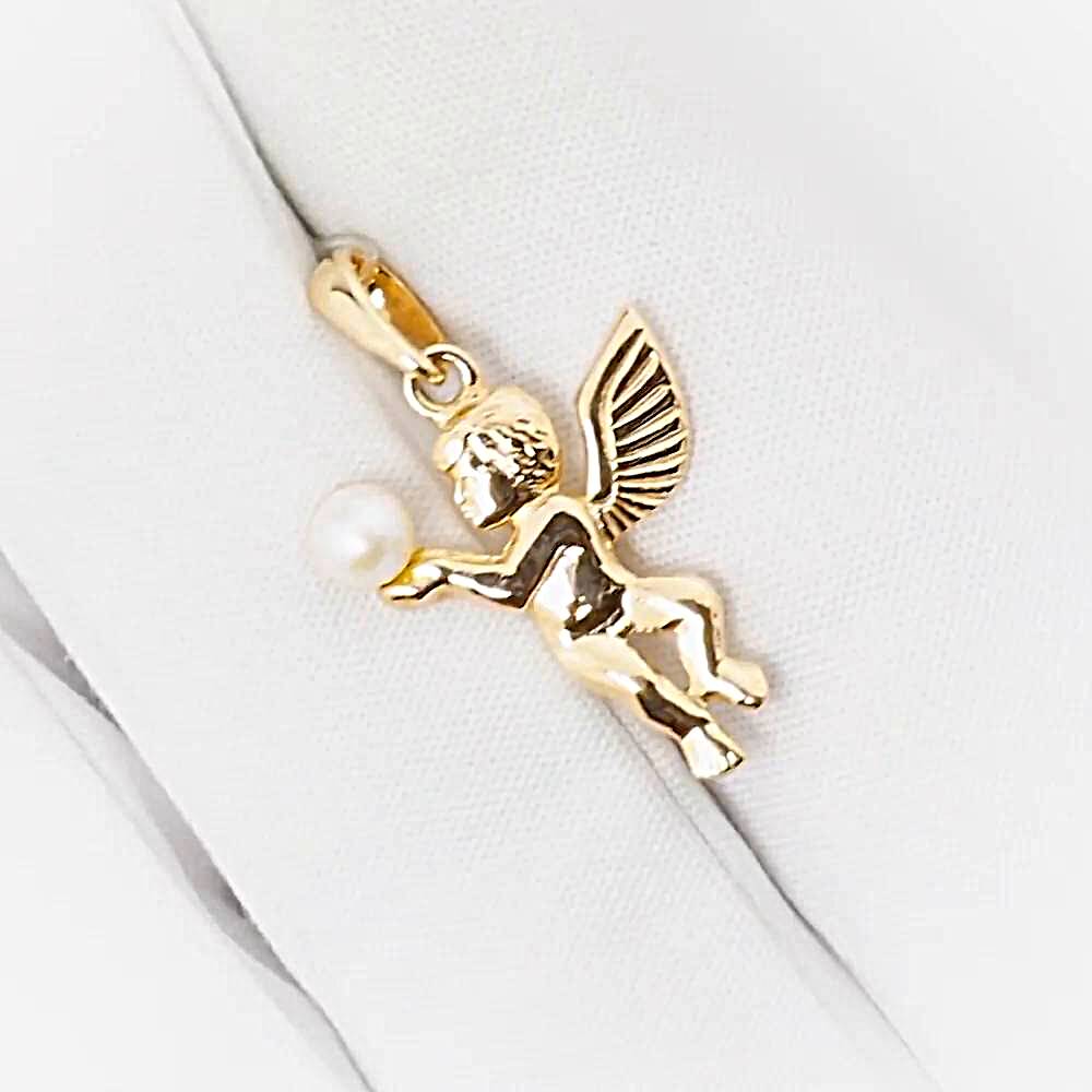 Подвес с культивированным жемчугом из красного золота 585 пробы