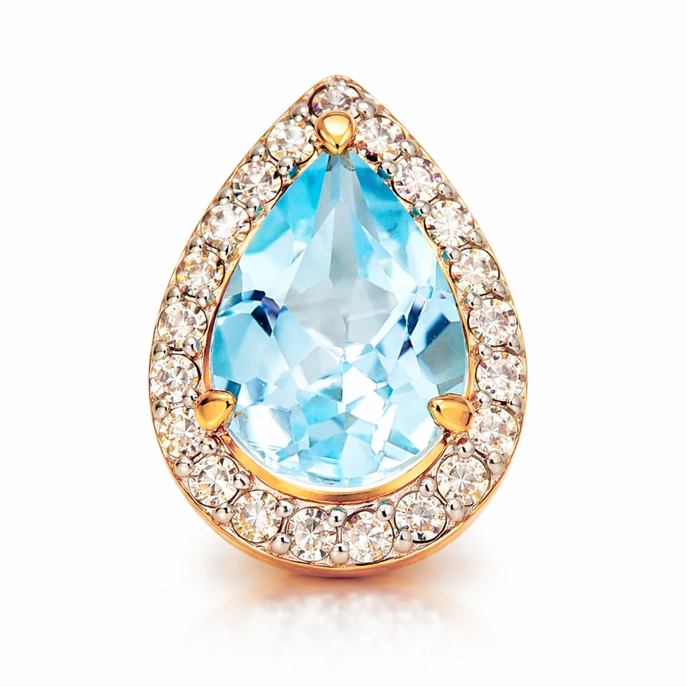 Подвес с топазами и бриллиантами из красного золота 585 пробы