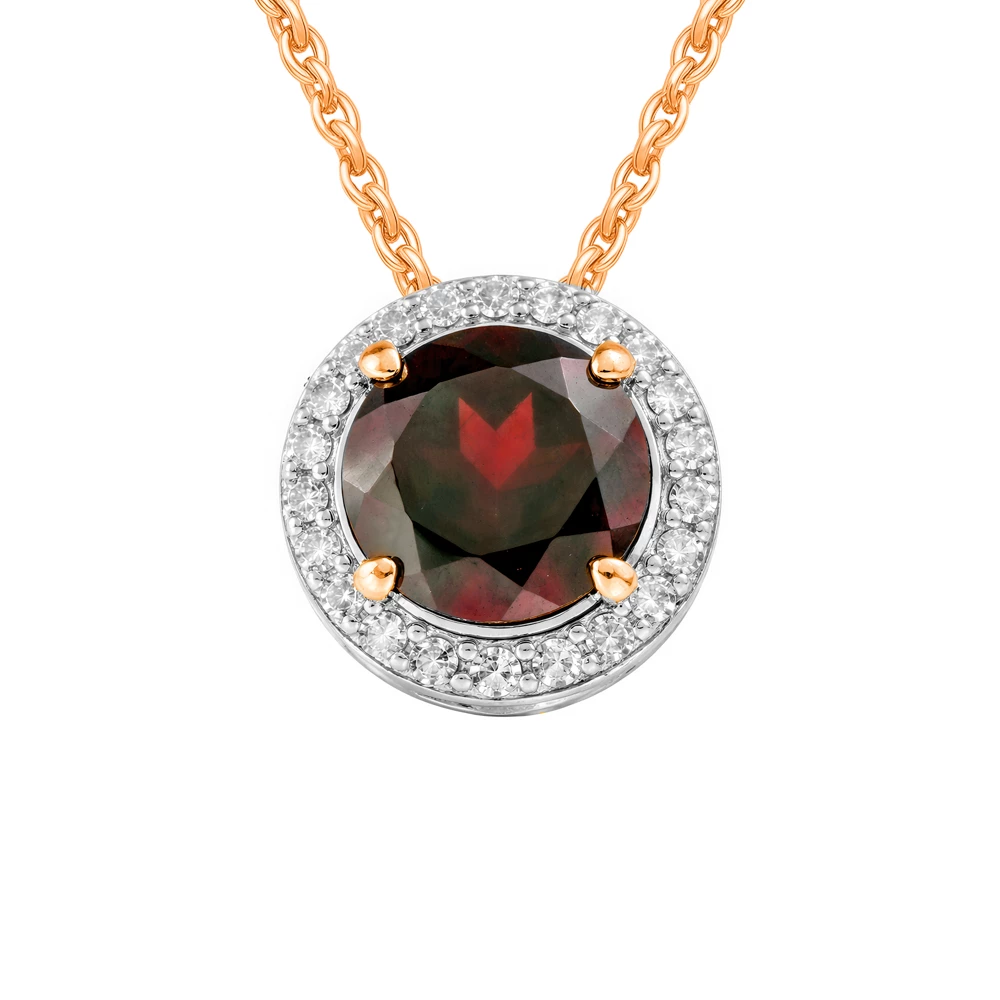 Подвес с гранатами и бриллиантами из красного золота 585 пробы