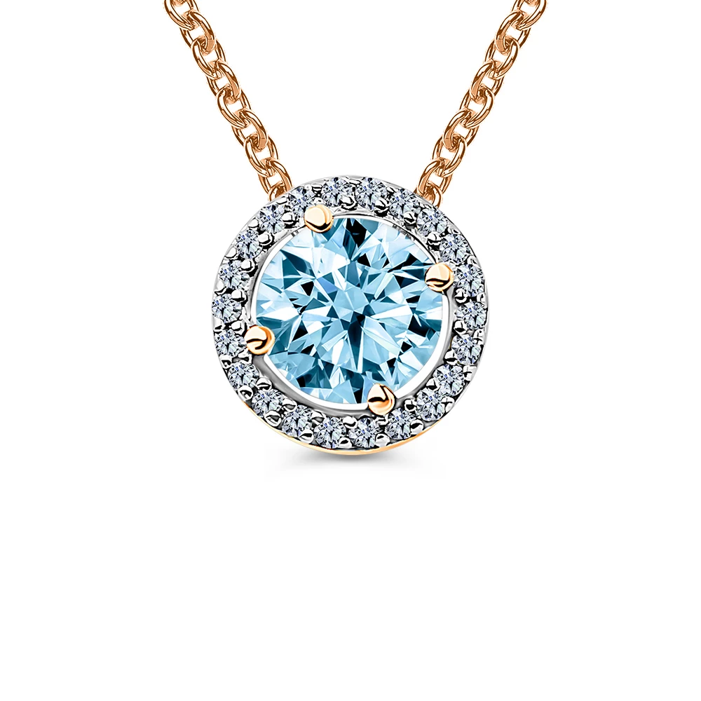 Подвес с топазами и бриллиантами из красного золота 585 пробы