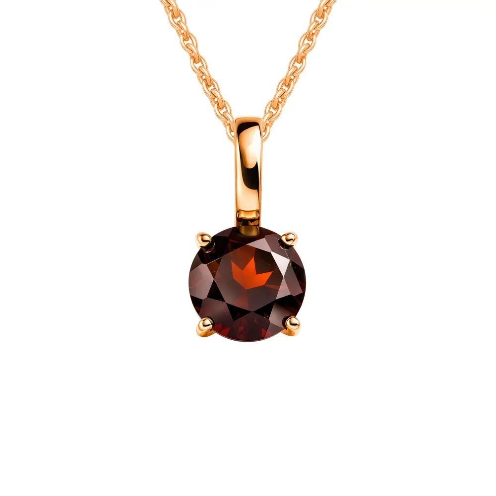Подвес с гранатом из красного золота 375 пробы