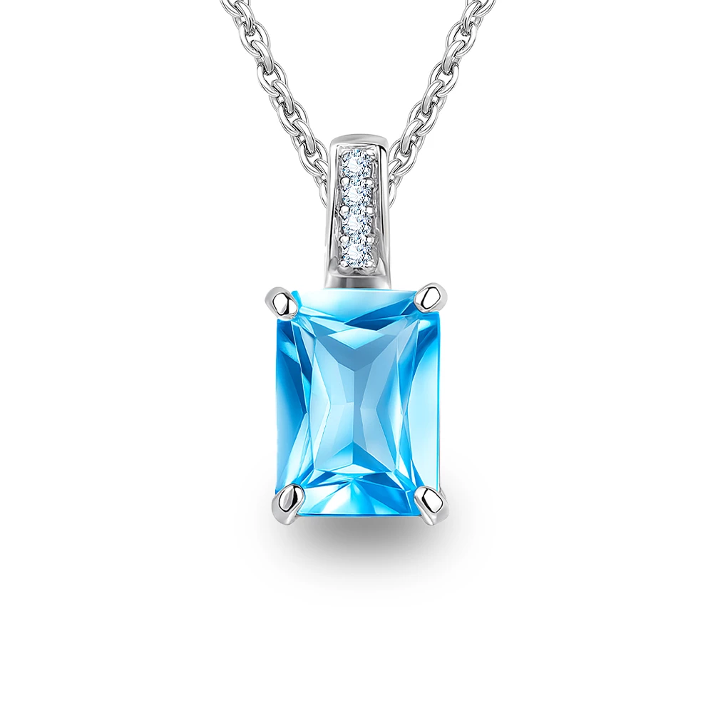 Подвес с топазами и бриллиантами из белого золота 585 пробы