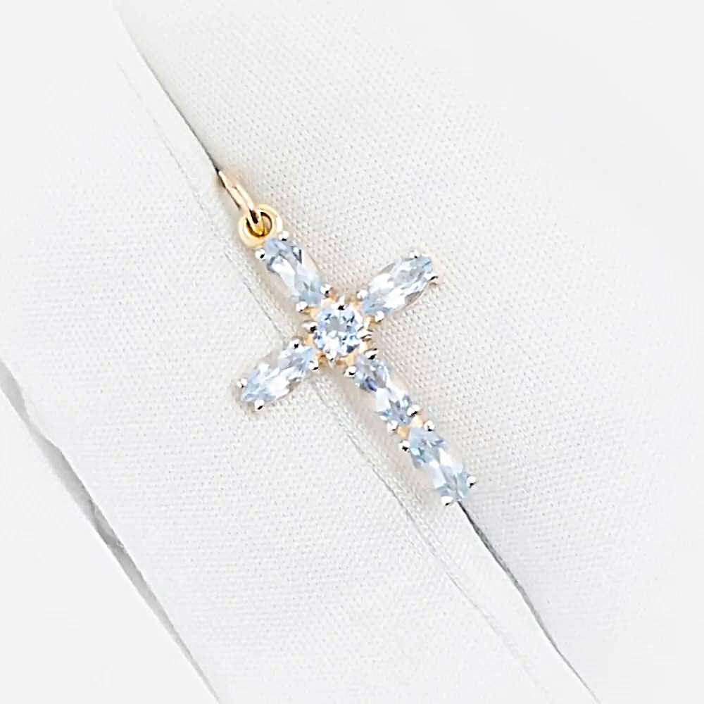 Крестик с топазами из красного золота 375 пробы 1