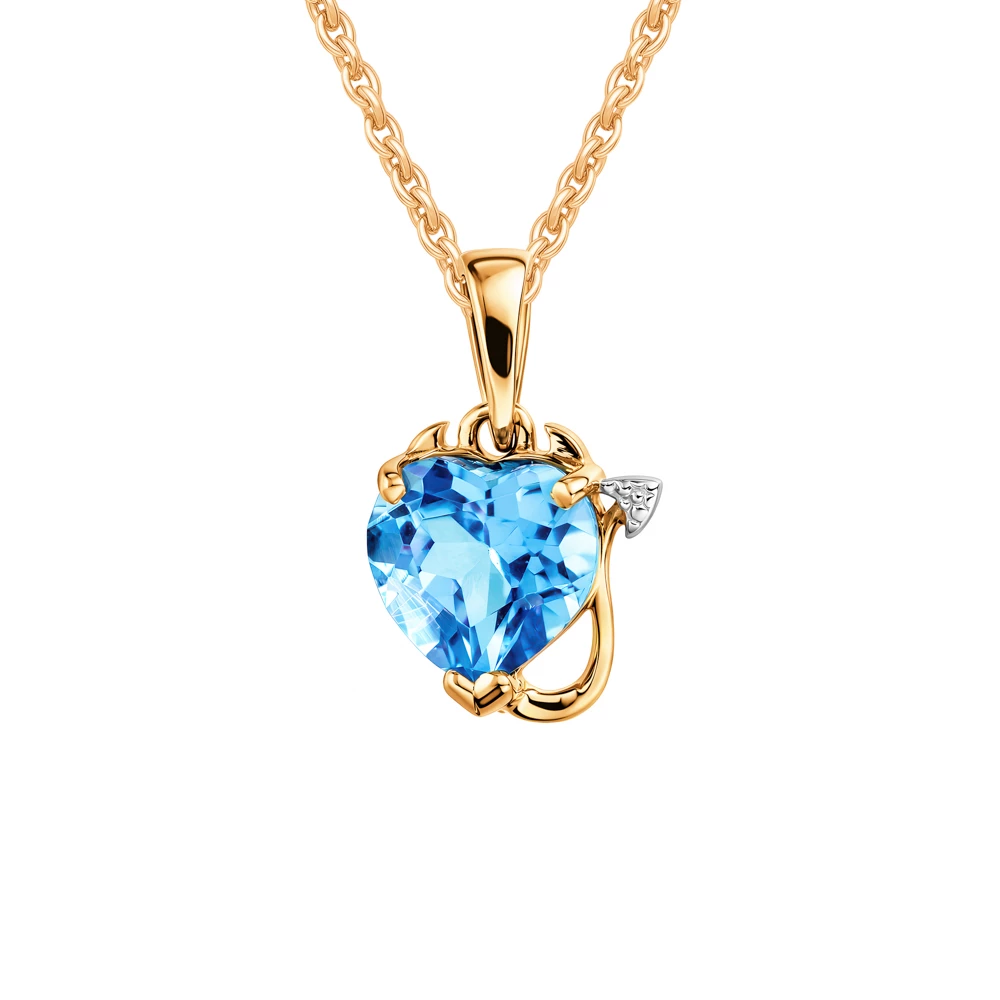 Подвес с топазом из красного золота 585 пробы