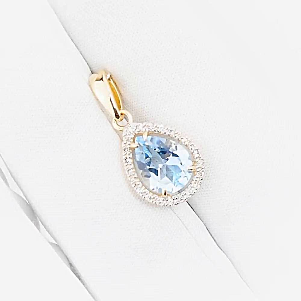 Подвес с топазами и бриллиантами из красного золота 585 пробы