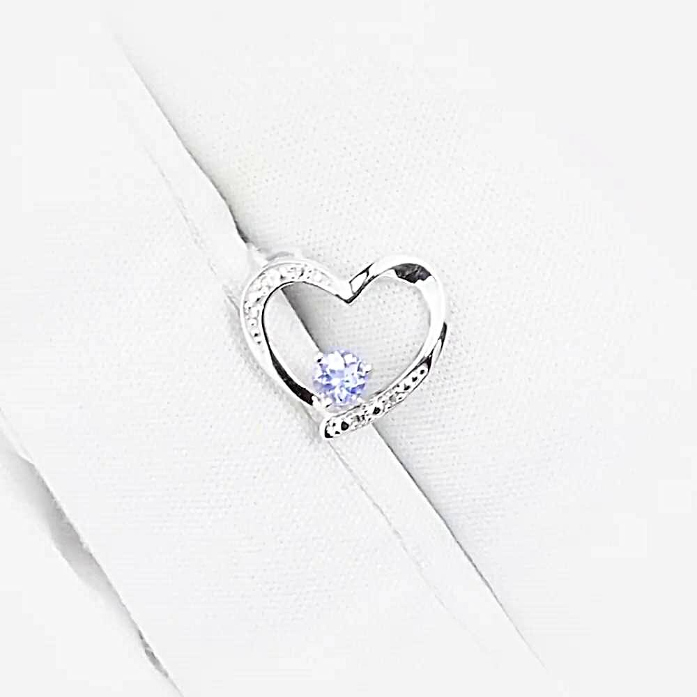 Подвес с танзанитами и бриллиантами из белого золота 585 пробы