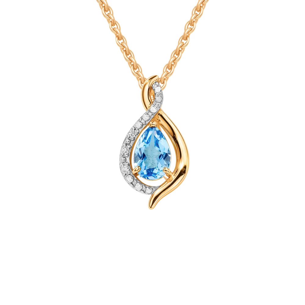 Подвес с топазами и фианитами из красного золота 375 пробы