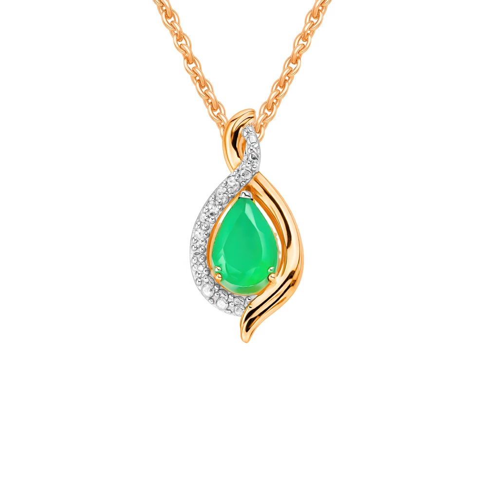 Подвес с агатами и фианитами из красного золота 375 пробы