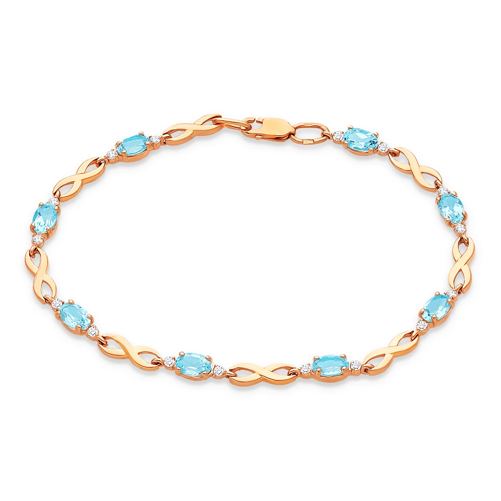 Браслет с топазом и фианитами из красного золота 375 пробы 1