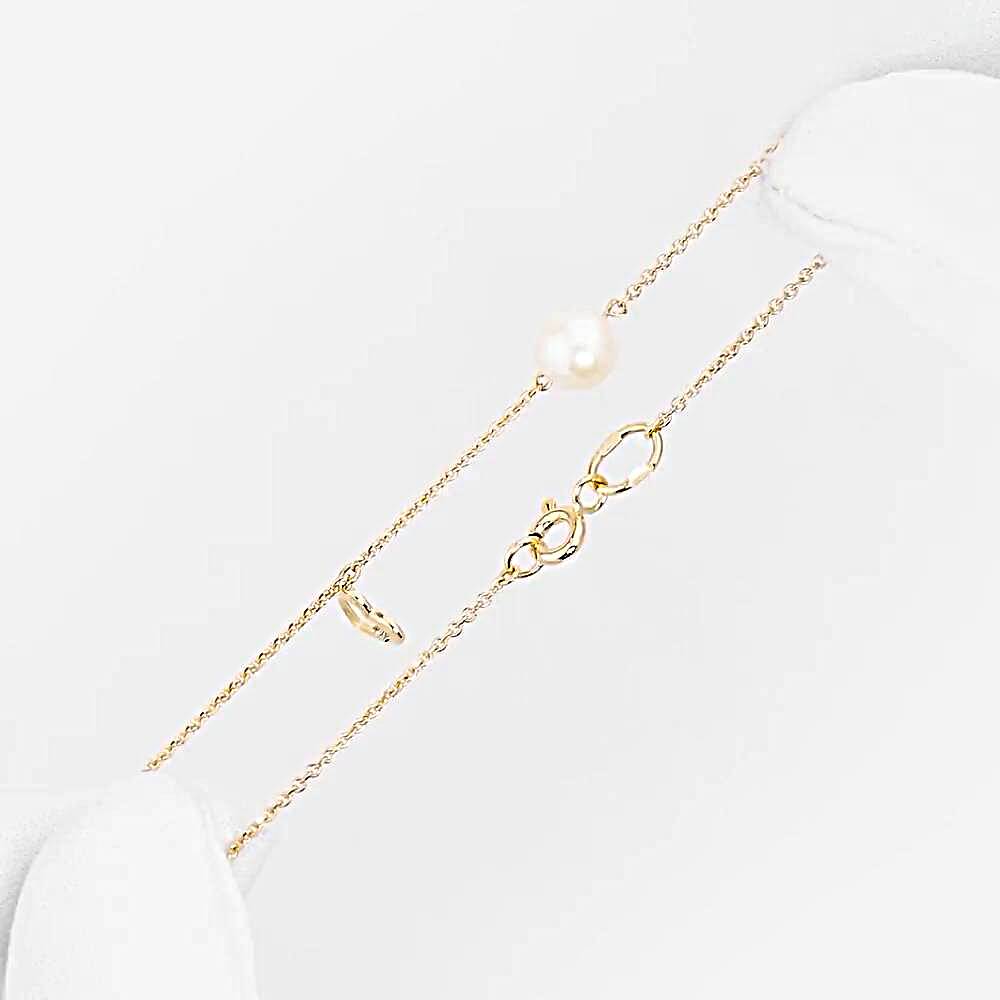 Браслет с культивированным жемчугом и бриллиантом из красного золота 585 пробы