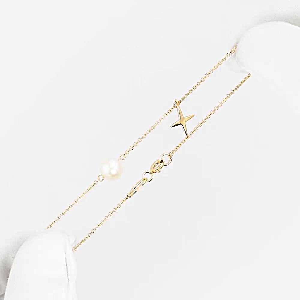 Браслет с культивированным жемчугом и бриллиантом из красного золота 585 пробы Браслет с культивированным жемчугом и бриллиантом из красного золота 585 пробы