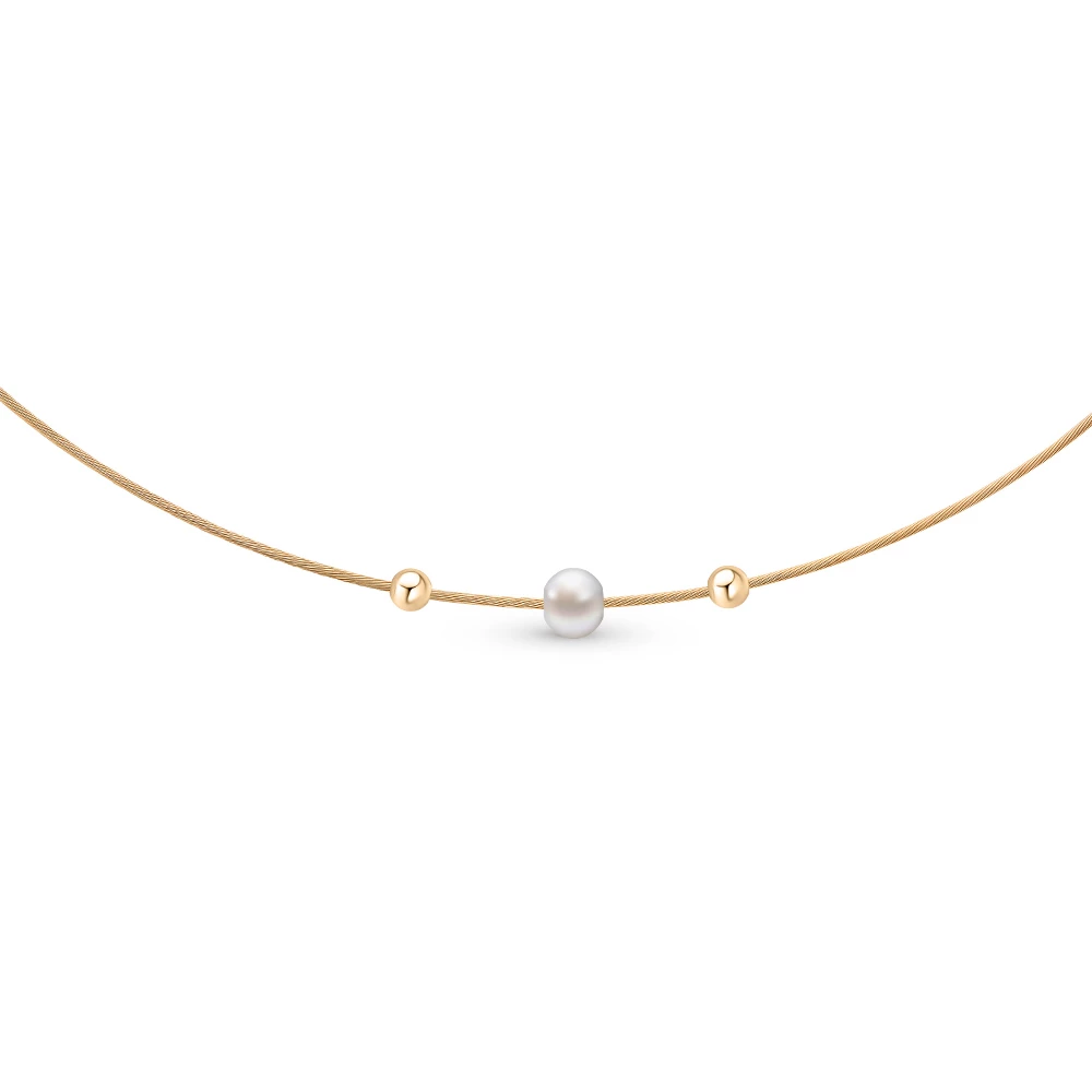 Колье с жемчугом из красного золота 585 пробы 1