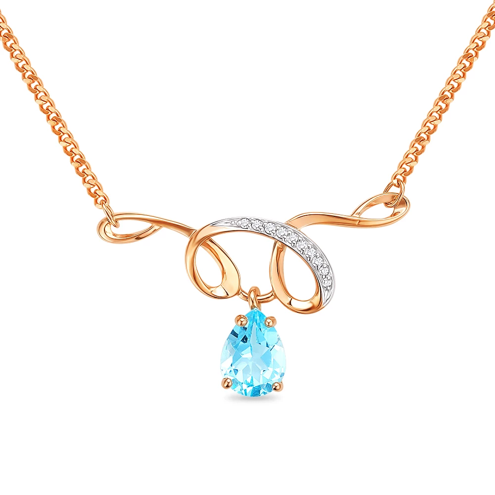 Колье с топазами и фианитами из красного золота 585 пробы