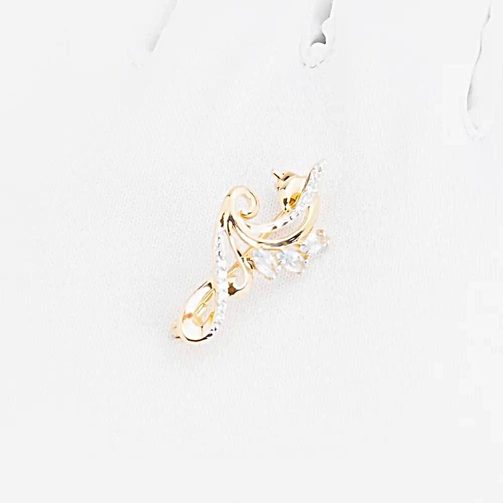 Брошь с топазами и фианитами из красного золота 585 пробы 1