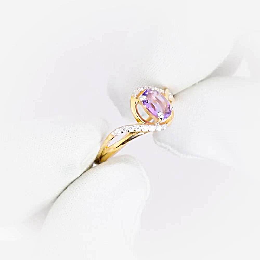 Кольцо с аметистами и фианитами из красного золота 375 пробы 1