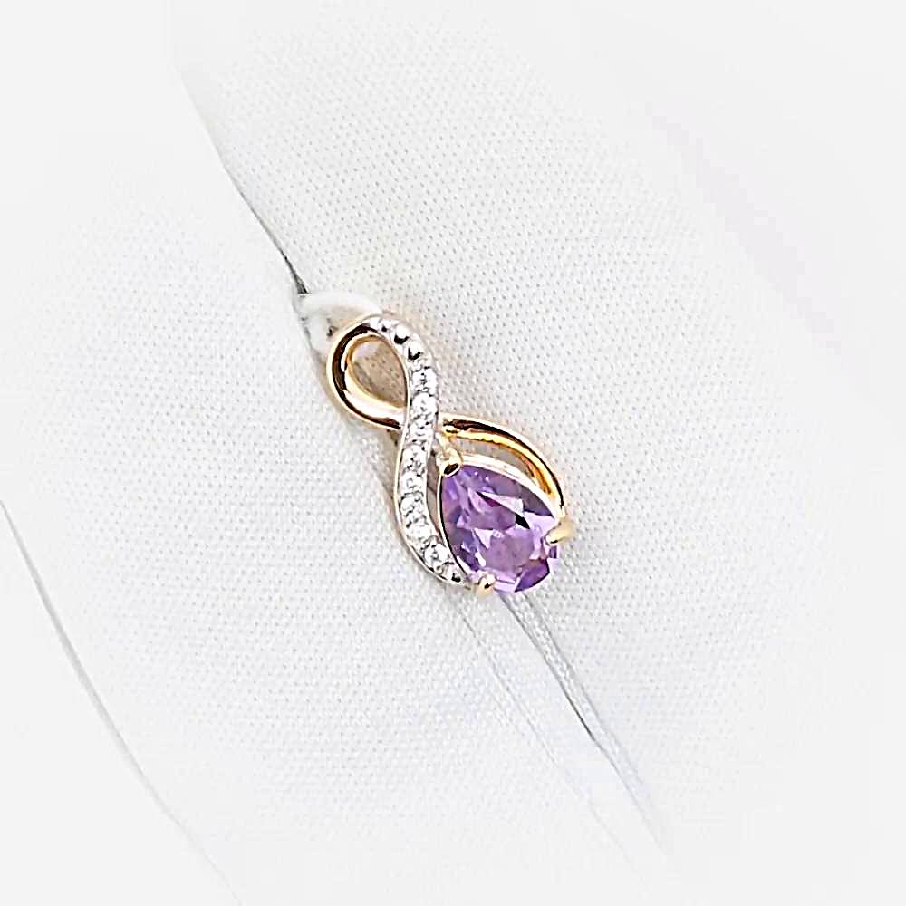 Подвес с аметистами и фианитами из красного золота 375 пробы 1
