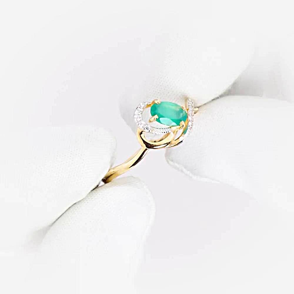 Кольцо с агатами и фианитами из красного золота 375 пробы 1