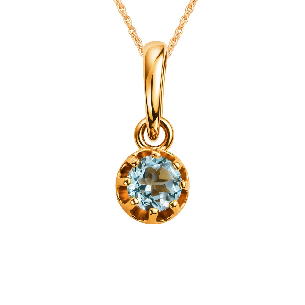 Подвес с топазом из красного золота 585 пробы