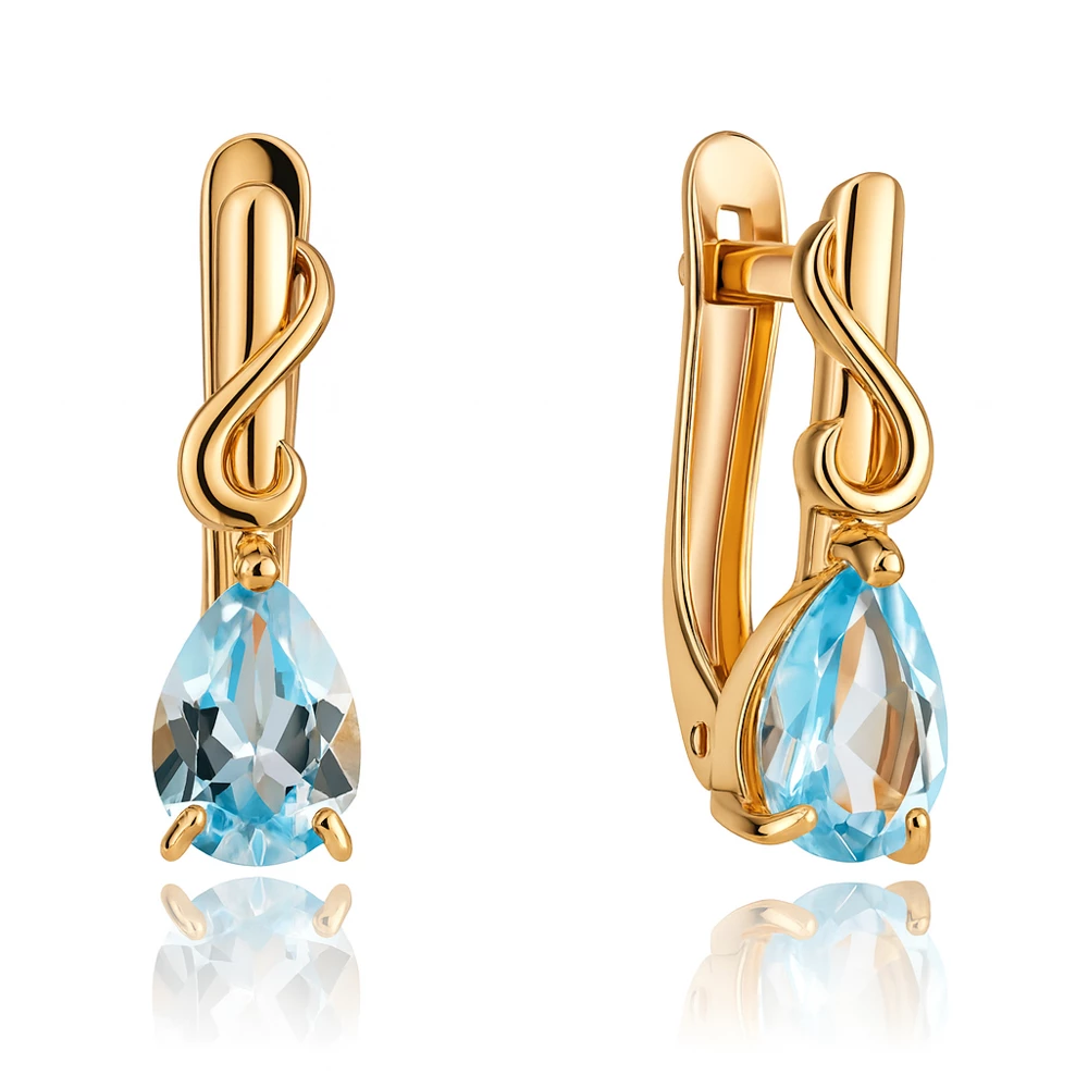 Серьги с топазами из красного золота 585 пробы Серьги с топазами из красного золота 585 пробы