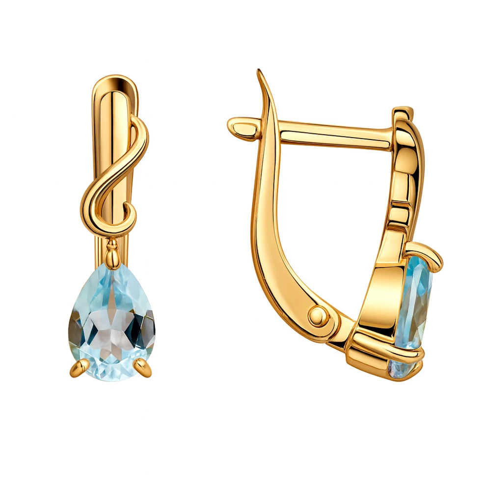 Серьги с топазами из красного золота 585 пробы Серьги с топазами из красного золота 585 пробы