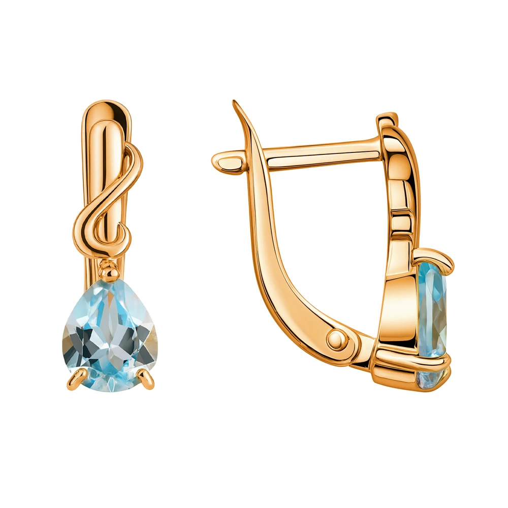 Серьги с топазами из красного золота 585 пробы