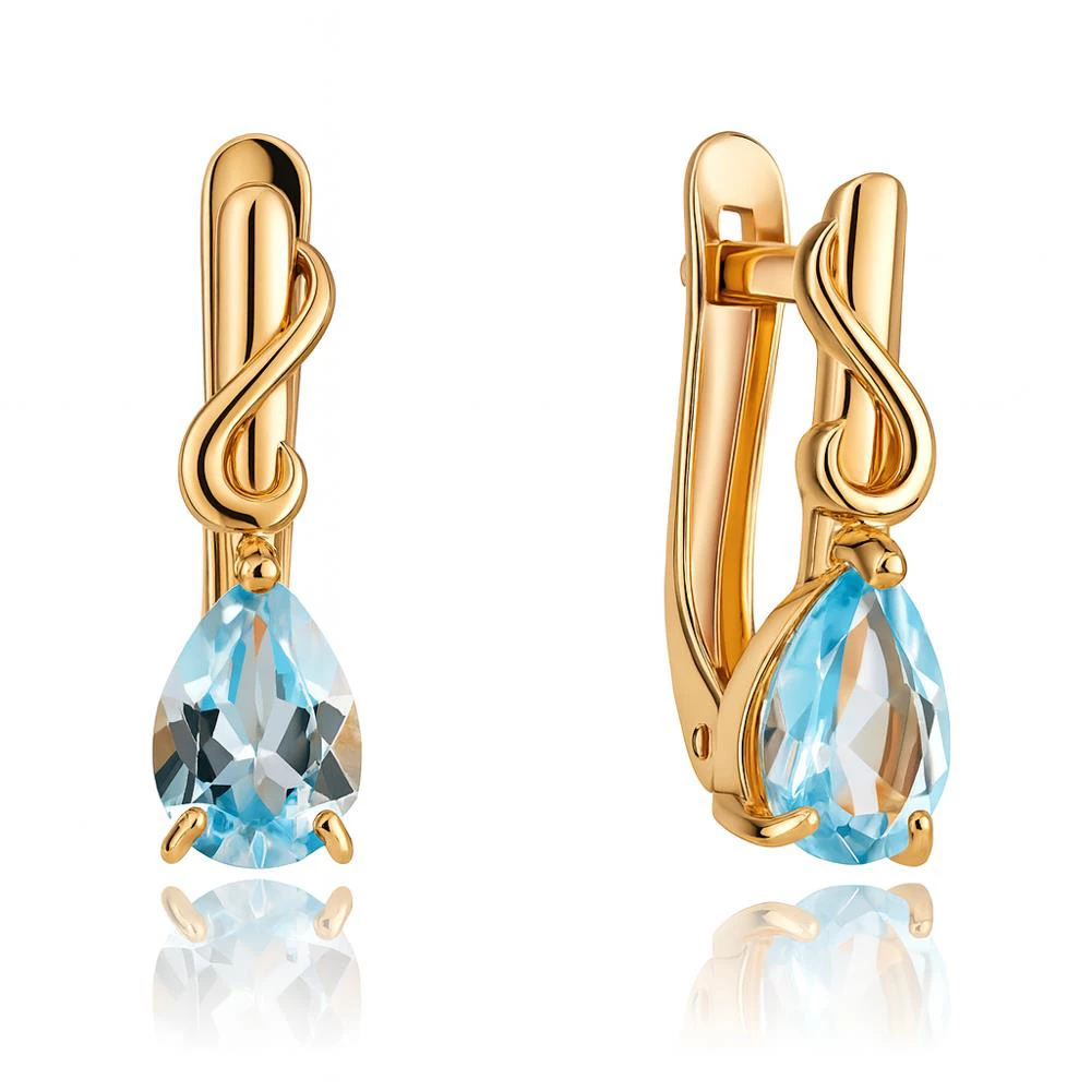 Серьги с топазами из красного золота 585 пробы