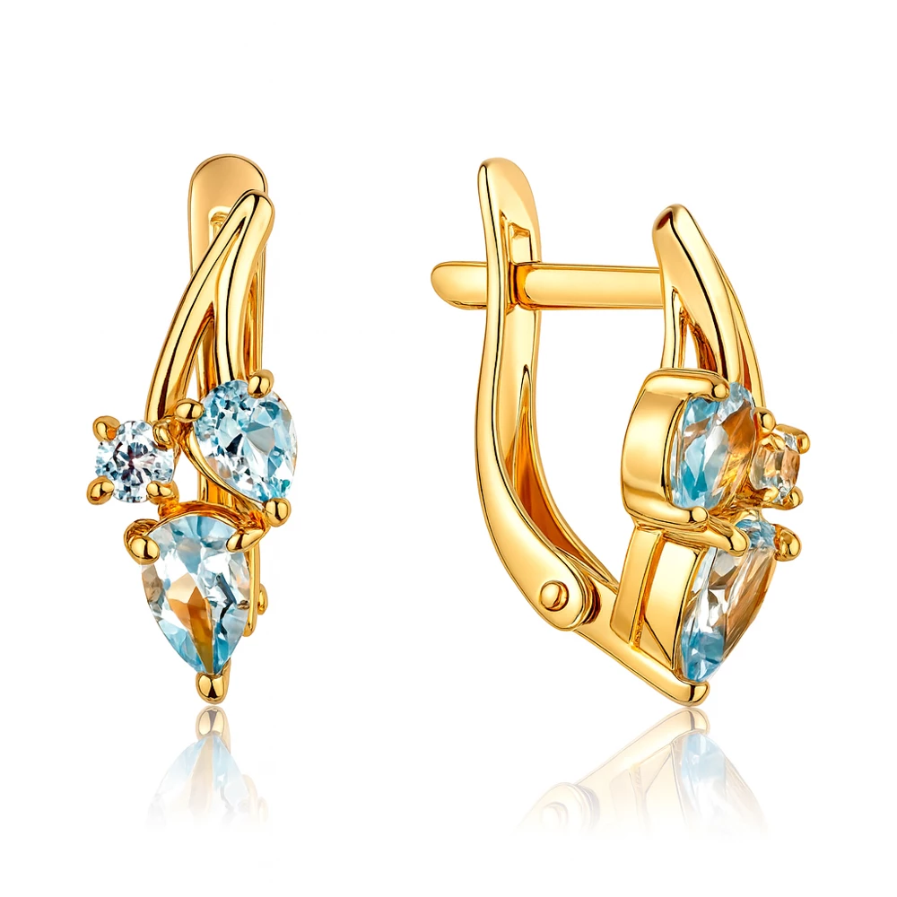 Серьги с топазами из красного золота 585 пробы