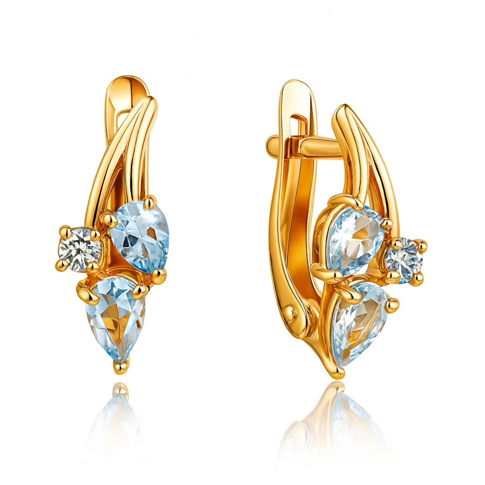 Серьги с топазами из красного золота 585 пробы