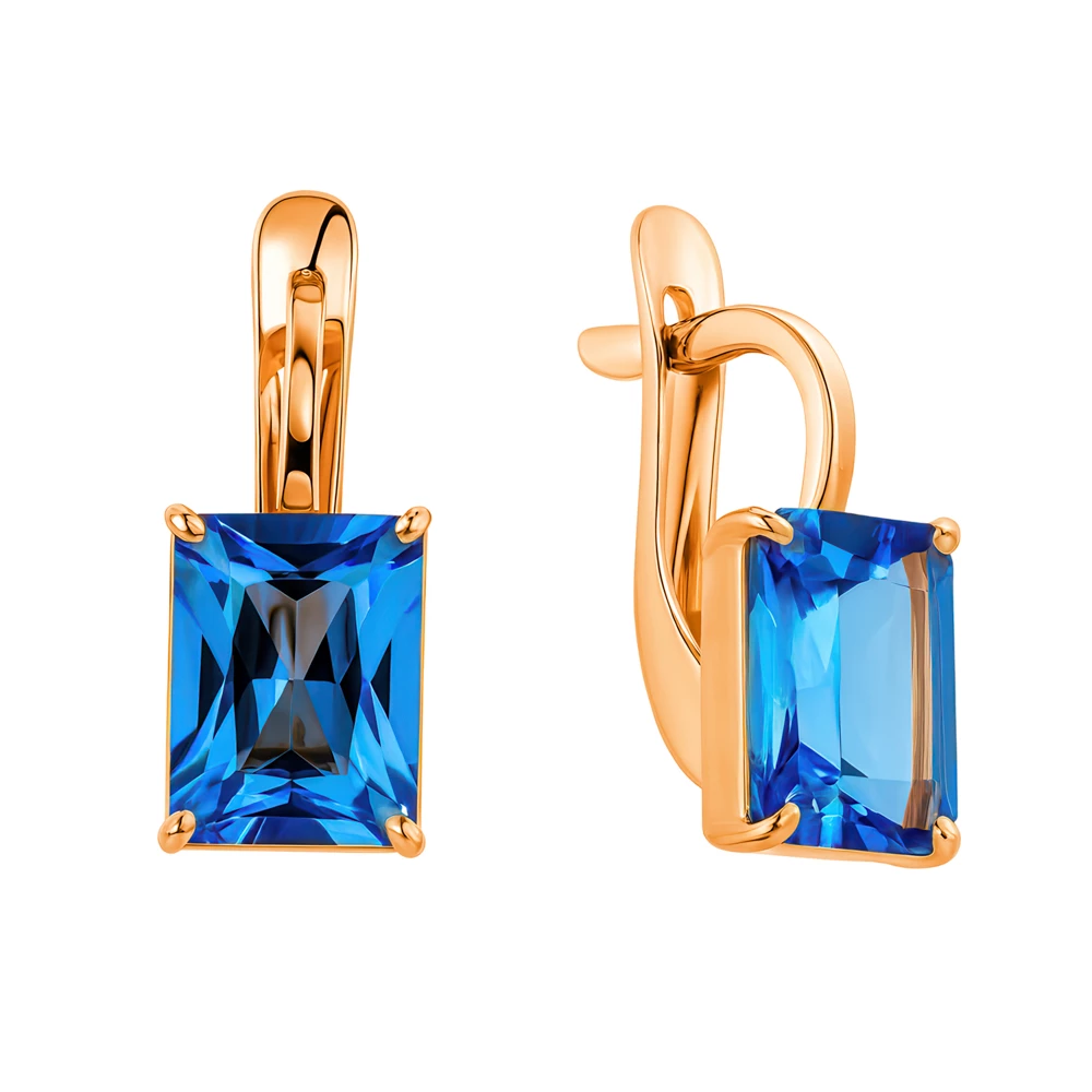 Серьги с топазами из красного золота 585 пробы Серьги с топазами из красного золота 585 пробы