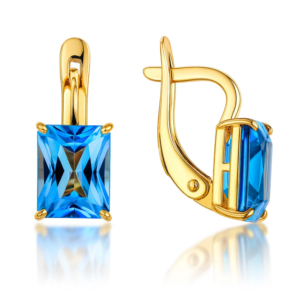 Серьги с топазами из красного золота 585 пробы