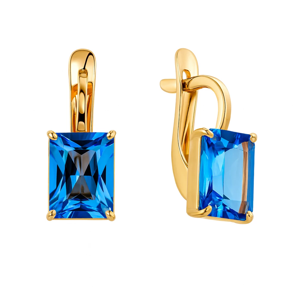 Серьги с топазами из красного золота 585 пробы