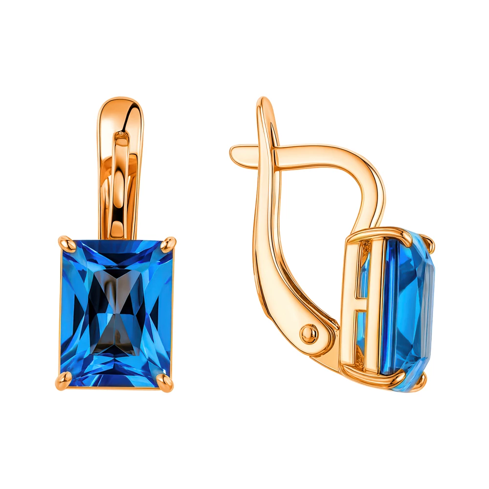 Серьги с топазами из красного золота 585 пробы Серьги с топазами из красного золота 585 пробы