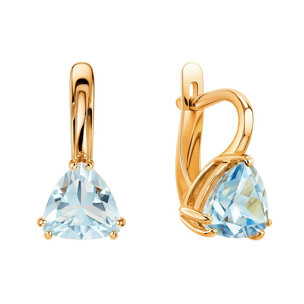 Серьги с топазами из красного золота 585 пробы