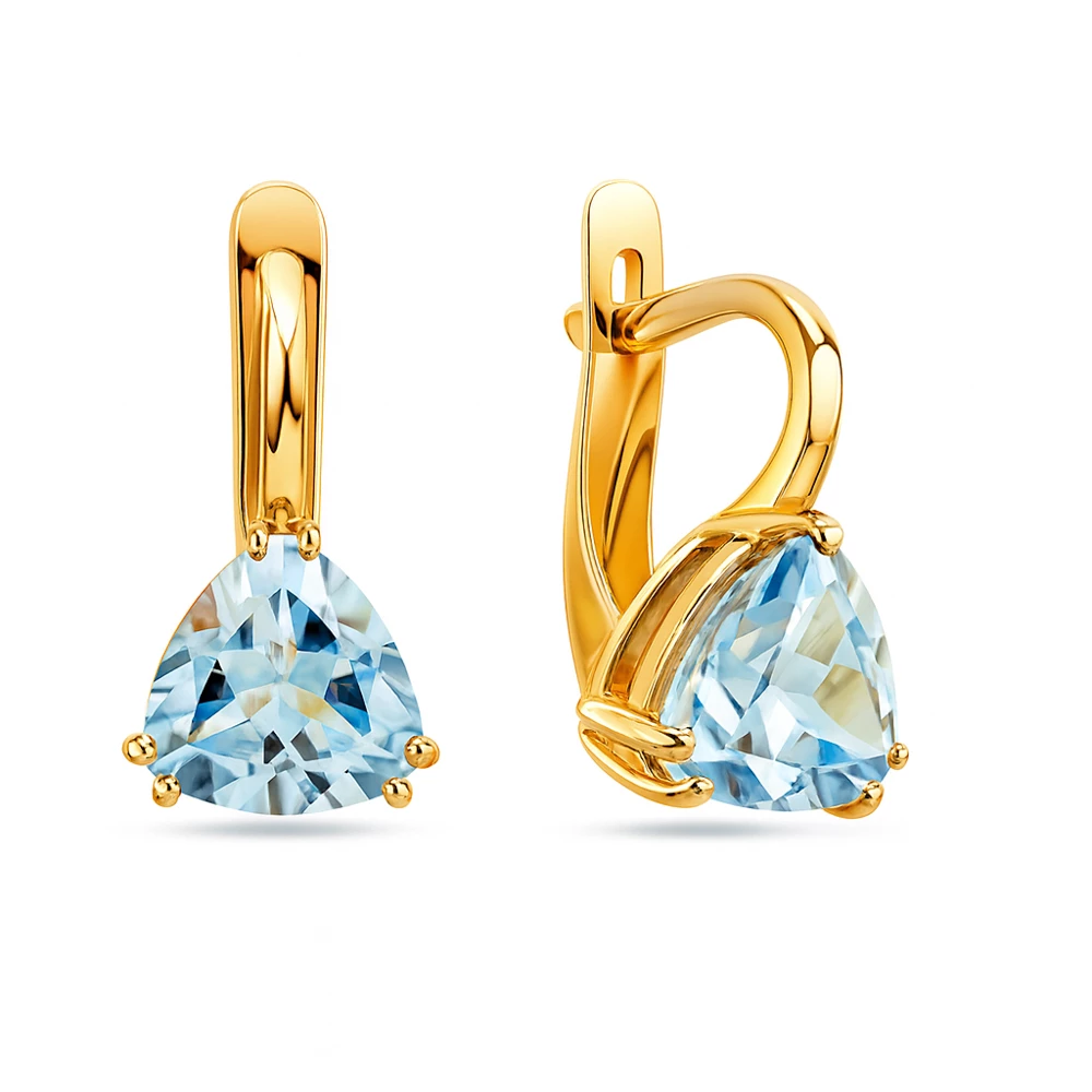 Серьги с топазами из красного золота 585 пробы Серьги с топазами из красного золота 585 пробы